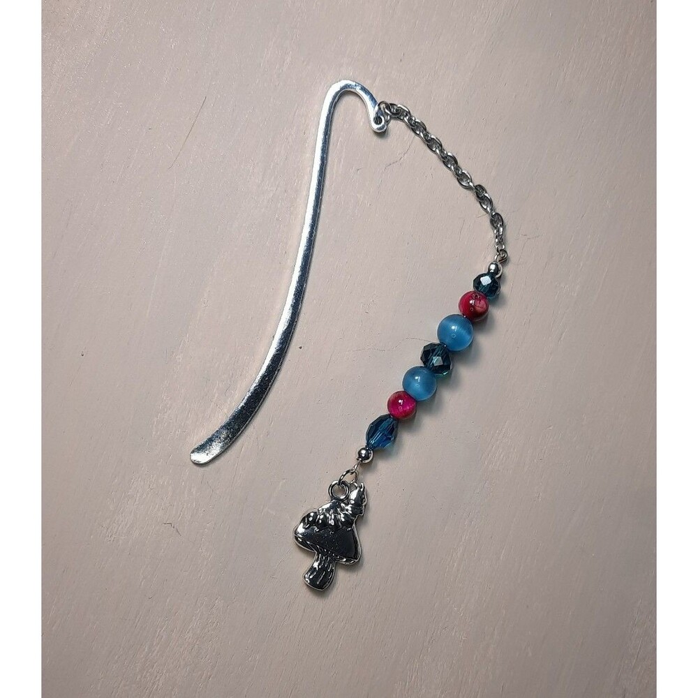 Semi Precious Stone Alice in Woderland Blue Caterpillar Charm Book Mark